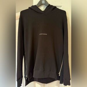 Black Hoodie with Side Zipper Detail